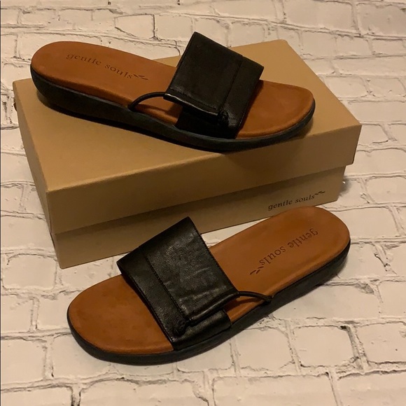 gentle souls Shoes - Kenneth Cole Gentle Souls line -Black Golum Sandal